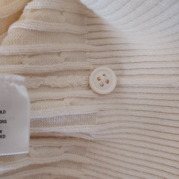 BASIC EDITIONS IVORY BUTTON UP SWEATER SIZE S - Picture 5 of 5